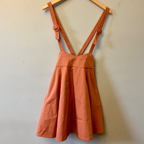 Rust Orange Suspender Skirt - Picture 2 of 6